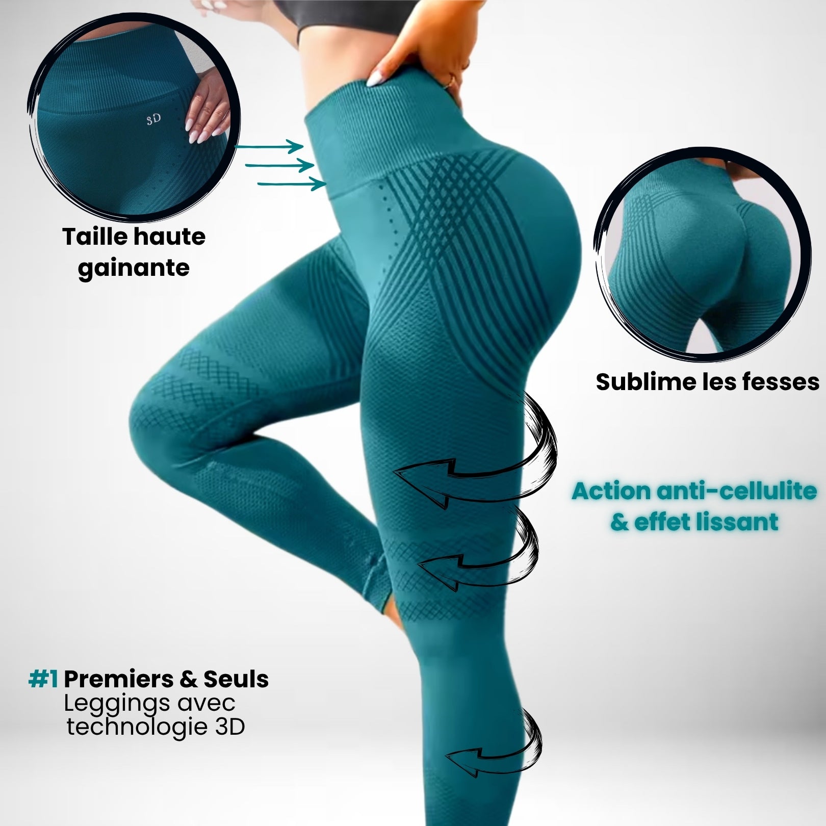 Bradiva- Legging 3D Innovant, Anti Cellulite Confort & Bien-Être